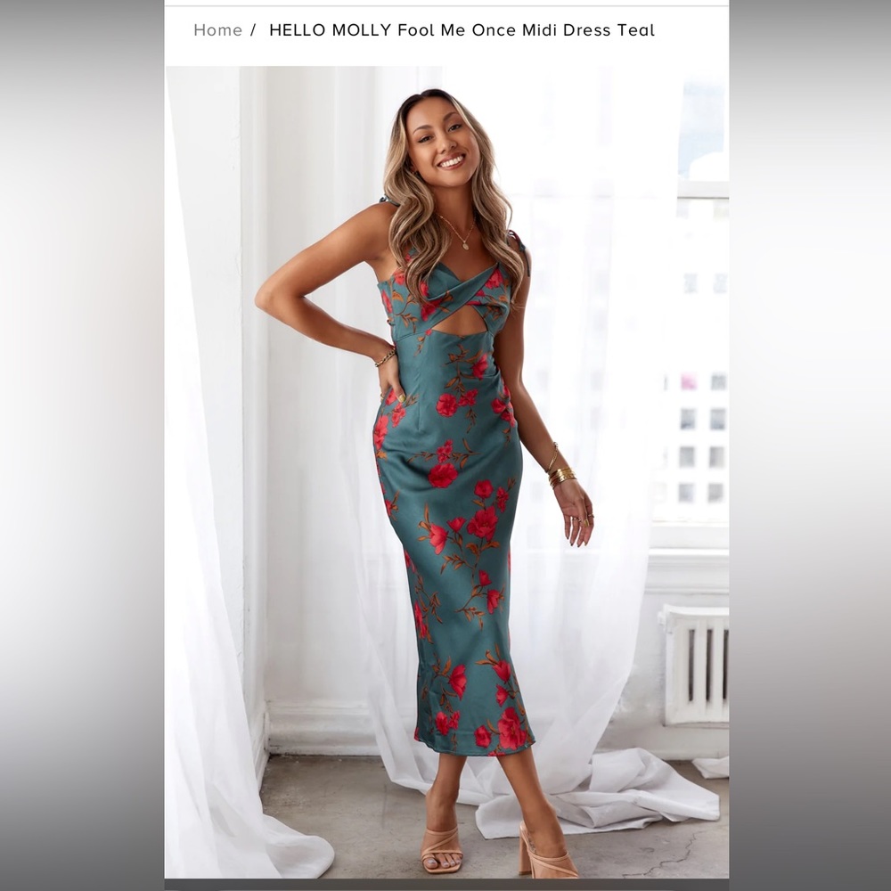 NWT Hello Molly Fool Me Once midi dress in teal